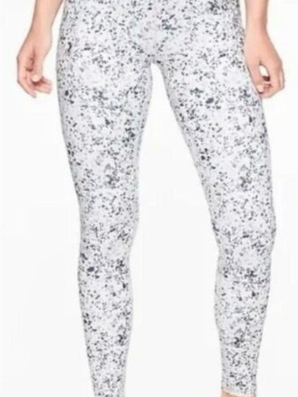 Athleta White Leggings with gray Speckled Print